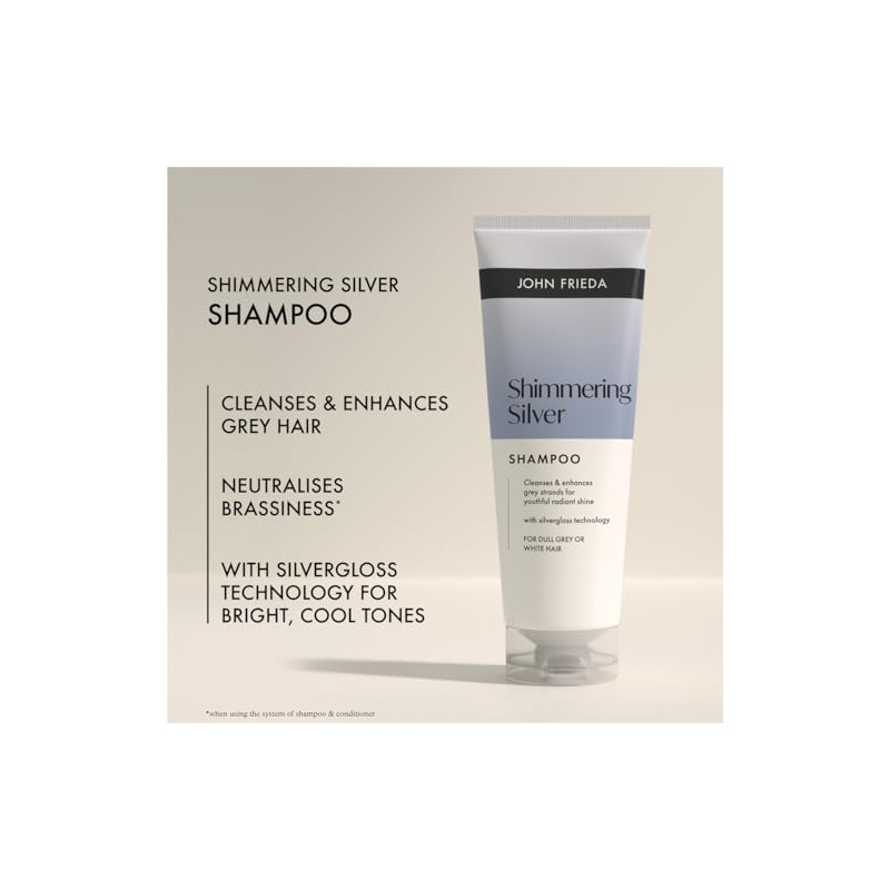 John Frieda Shimmering Silver Shampoo 250ml. Grey Hair Care with