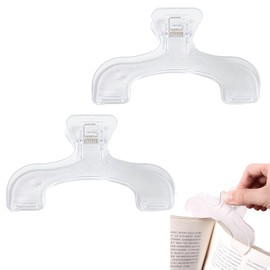 Ginhkok Book Clips, Set of 2, Book Stopper Textbook Transparent Stopper Holds Textbook / Music Score / Thick Book Open for Reading Durable Study Easy to Use Paper Documents Stationery Office Supplies