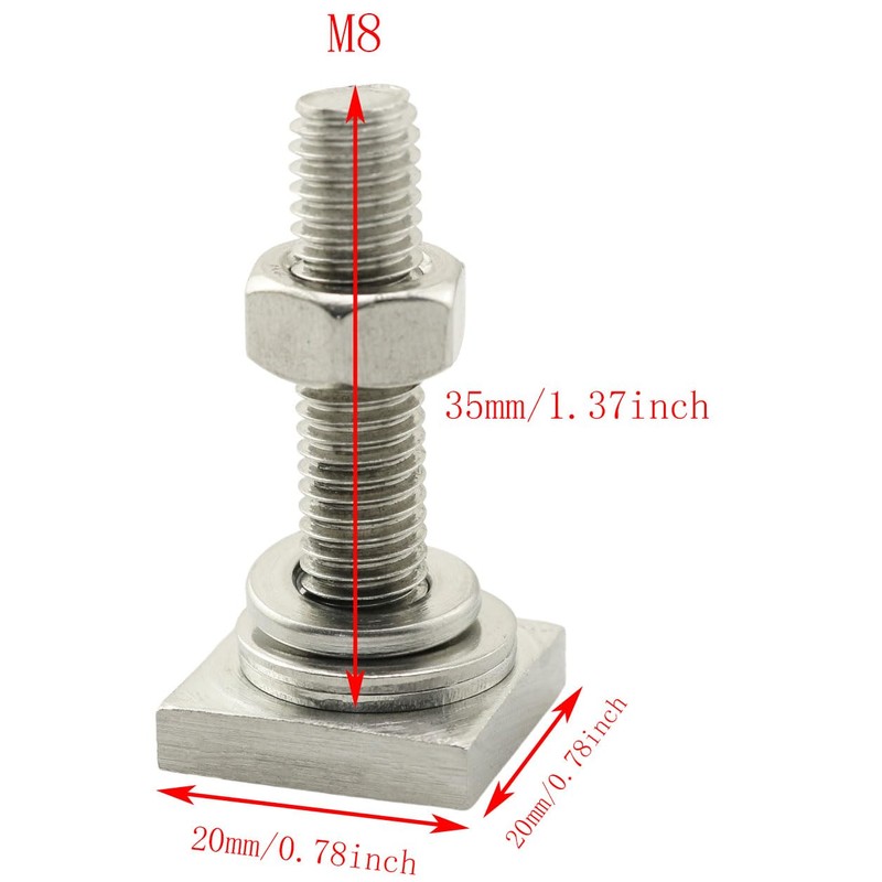 TAODAN 6 Sets 304 Stainless Steel Square Head Bolt Sets