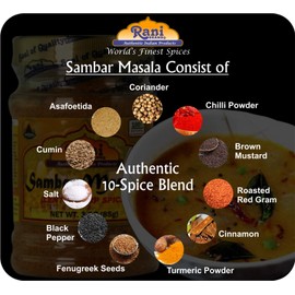 Rani Sambar Masala (Lentil Soup Spice Blend) 3oz (85g) PET Jar ~ All Natural | Vegan | No Colors | Gluten Friendly | NON-GMO | Indian Origin