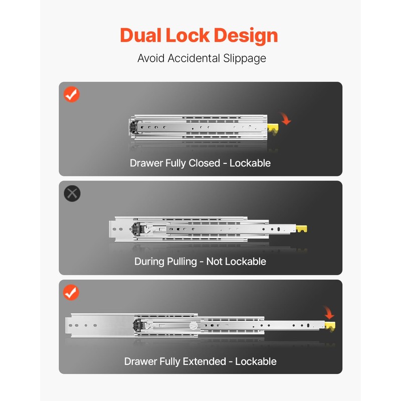 VEVOR Heavy Duty Drawer Slides, 1 Pair 30inch Locking Drawer