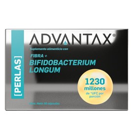 Perlas Probióticos 1230 Millones UFC con Fibra y Bifidobacterium Longum Suplemento Alimenticio Microbiota Intestinal 30 Cápsulas