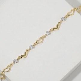 Meissa Gold Prom Schmuck für Frauen Armband mit Zirkonia-Steinen Herzanhänger modisches Fußkettchen silbernes funkelndes verstellbares Armband für Hochzeit Verlobung Jahrestag Geburtstag, Gold