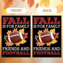Fall Garden Flag Autumn Football Garden Flag 12x18 Inch Double Sided Fall Maple Leaf Thanksgiving Holiday Flags for Yard Front Porch Patio (Flay 2206)