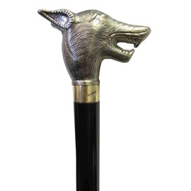 36" Elegant Wolf's Head Cane Gentleman's Walking Stick - Steampunk Renaissance