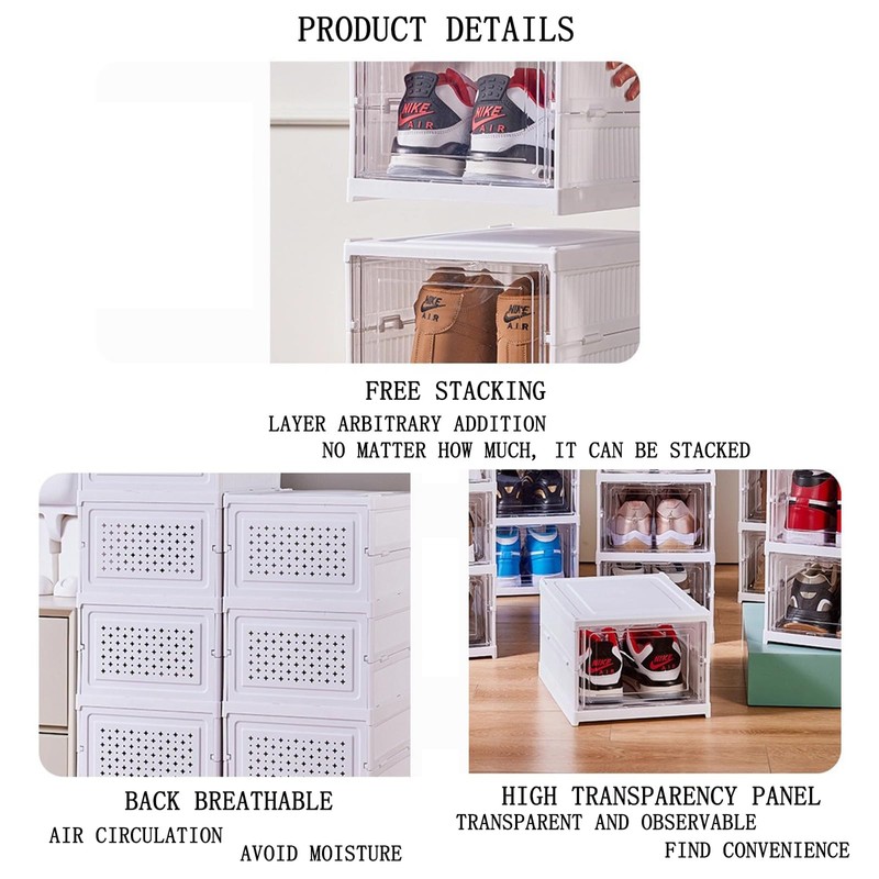VaNaenic Foldable Shoe Rack,No Assembly Stackable Shoe Storage Box with
