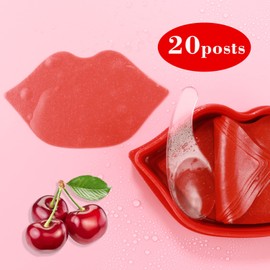 Pack of 20 Cherry Lip Mask, Lip Mask, Collagen Lip Mask, Moisturising Lip Mask, Anti-Ageing, Exfoliation, Moisturising, Suitable for Dry and Chapped Lips