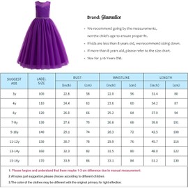 Glamulice Deep Purple Flower Girl Dresses Tulle Rhinestone Vintage Junior Bridesmaid Wedding Party Holiday Pageant Gown Big Girls Birthday Evening Formal Dress Plum Kids Elegant Ball Gown Prom 9 10