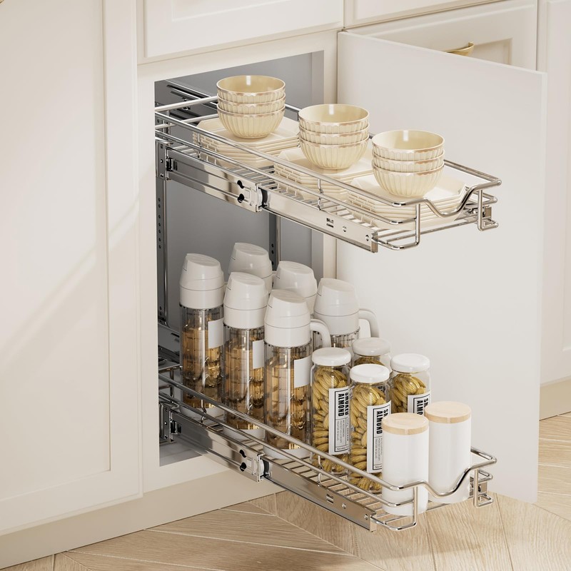 DINDON Pull Out Cabinet Organizer (7-1/2" W x 21-1/2"D), Cabinet