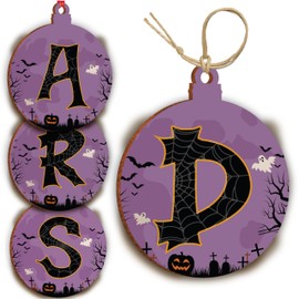 Initial Christmas Ornaments - 10x12cm - Christmas Tree Spooky Decorations - Wood Hanging Wood Bauble for Haloween Decor H1