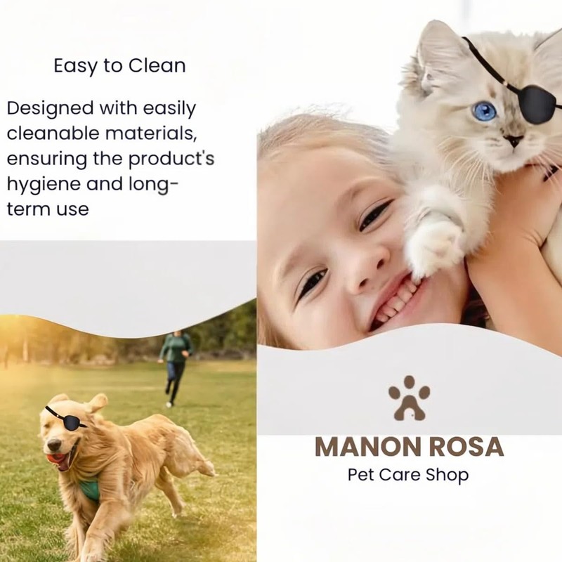 MANON ROSA Dog Eyepatch - Protective Cover for Small, Medium,