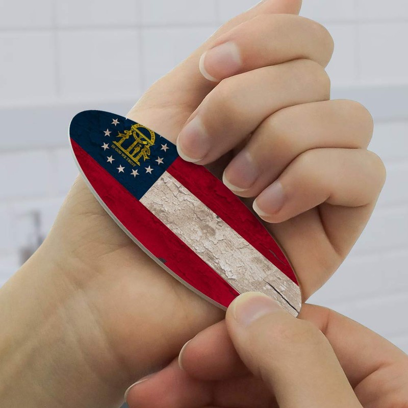 Rustic Distressed Georgia State Flag Double-Sided Oval Nail File Emery