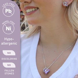 Necklaces for Women, Infinity Love Birthstone Heart Pendant with Alexandrite Light Purple Crystal for June, Birthday Jewelry Gifts for Her, Mom, and Wife, Silver Plated, 18 + 2 inch Adjustable Chain