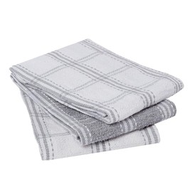 Charlotte Andersen Tea Towels for Kitchen 3 Pack Cotton Dish Cleaning Cloths Quick Dry and Machine Washable (Grey)