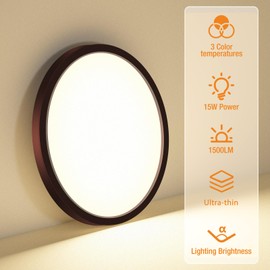 8PACK LED Flush Mount Ceiling Light Fixture, 3000K-4000K-6500K & 100W Equivalent Modern Kitchen Recessed Ceiling Lamp 15W 1500Lm 7.5 Inch Closet Round Surface for Bathroom Laundry-Oil-Rubbed Bronze