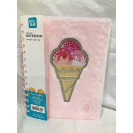 Pen + Gear Brand Light up Journal Notebook  Ice cream Cone Design, Pink Furry Cover Pen and Gear