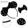 WOVOWOVO Mouse Ears Headbands for Women Black Bow Pearl Mouse