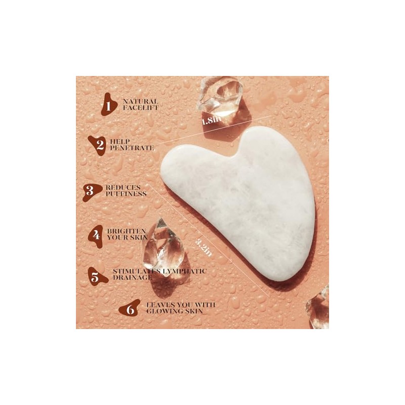 BAIMEI Face Roller & Gua Sha Set, Jade Facial Roller