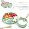 8pzs Platos para Bebe Silicon, Set Alimentacion Complementaria Bebe (Verde)