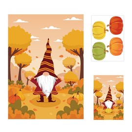 Abilat Thanksgiving Party Games for Kids Pin The Pumpkin on The Gnome Fall Thanksgiving Activities Supplies Autumn Harvest Party Decorations Large Fall Game Poster with 40 Pumpkin Stickers