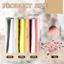 Versatile Streamers for Birthdays - Iridescent 12 Rolls Streamers in Gold, Silver and Rose Gold, Includes 10 g Cherry Blossom Pink Confetti