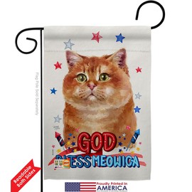 Patriotic Gold Scottish Garden Flag Set with Stand Animals Cat Kitten Meow Spoiled Paw Fur Pet Nature Farm Animal Creature Small Decorative Gift Yard House Banner Double-Sided Made In USA 13 X 18.5