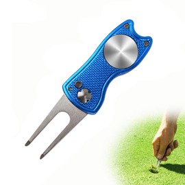 YFFSFDC Golf Fork Folding Golf Fork Repair Fork Portable Zinc Alloy Golf Equipment Accessories Gift Pack of 1 (Blue)