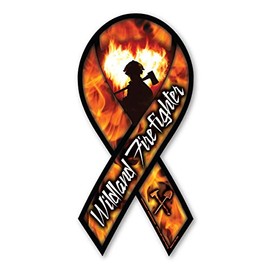 Wildland Firefighter Ribbon Magnet by Magnet America Is 8" x 3.875" Made for Vehicles and Refrigerators