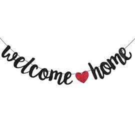Fjgyjt Welcome Home Banner Home Party Sign Homecoming Banner for Family Theme Housewarming Military Return Party Decorations