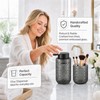 Grey Glass Bathroom Liquid soap Dispenser and Toothbrush Holder Set