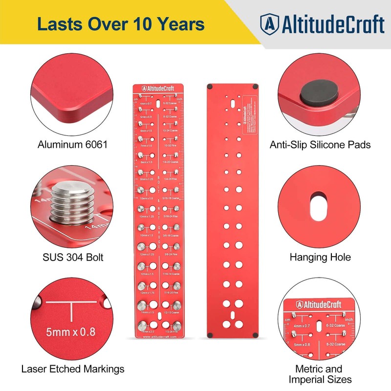 AltitudeCraft Thread Checker – Rustproof Nut and Bolt Identifier Gauge