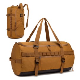 TAIHOYIN 60L Travel Bag with Shoe Compartment Large Sports Bag Backpack Men Women Waterproof Weekender Hand Luggage, Molle Brown, Travel, camping, tactical, hiking, overnight