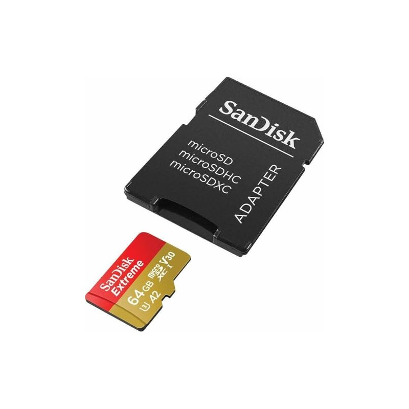 SanDisk Extreme 64GB microSD, microSDHC, microSDXC, 4K UHD- SDSQXA2-064G-GN6MA, A1/A2