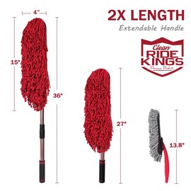 RIDE KINGS Car Duster Exterior Scratch Free,Car Dusters Extendable Handle Cleaning Exterior,Detailing Brush Kit for Truck,SUV,Caravan,Motorcycle,Wax Cotton Fabric,Waterless Wash Equipment