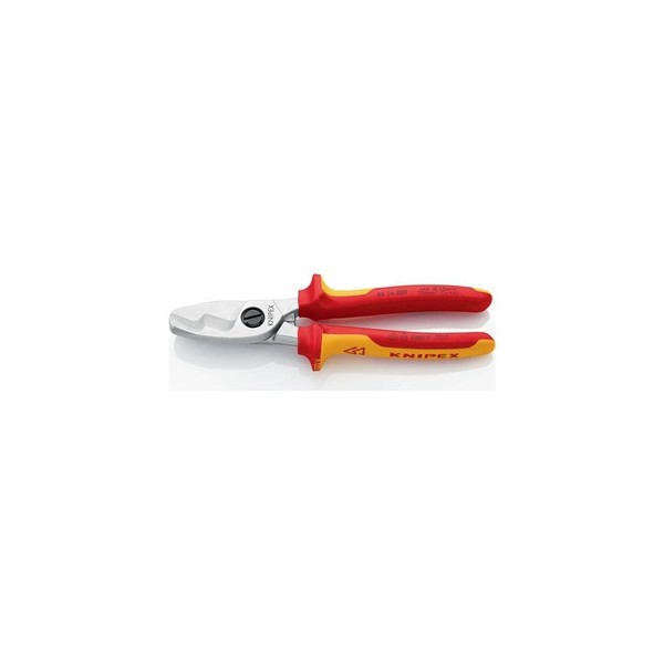 Knipex Cable Shears with twin cutting edge chrome-plated, insulated with multi-component grips, VDE-tested 200 mm 95 16 200