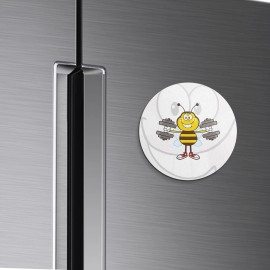 Unbranded Happy Bee Training Gym Animal | 4'' X 4'' Round Decorative Magnet