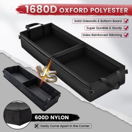 Under Seat Truck Organizer Storage Box with 1 Removable Divider & 5 Storage Mesh Bag, Collapsible Trunk Organizer for Car, SUV, Truck, or Van(Full Size Trucks) Two large storage compartments