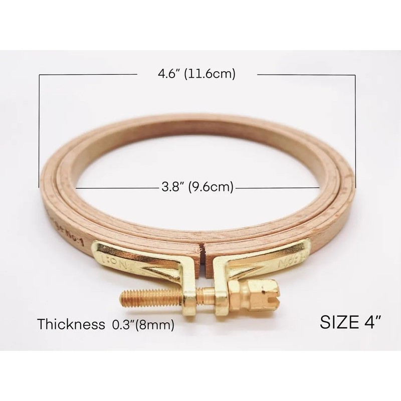 Nurge Premium Beech Wood Gold Clasp Embroidery Hoop 8mm (100mm