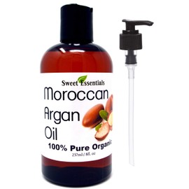Premium Organic Moroccan Argan Oil | 8oz With Pump | Imported from Morocco | From Raw Unroasted Nuts | 100% Pure | Cold Pressed | Miracle Oil For Every Skin Condition, Hair, Nails, Anti-aging & More