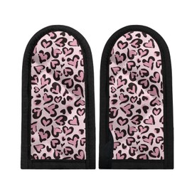 Coldinair Love Pink Leopard Print Cast Iron Skillet Handle Cover Set of 2,Heat Resistant Pan and Pots Holder Sleeve Handle Covers for Kitchen Cooking Baking
