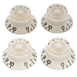 Musiclily Pro Metric Size 18 Splines Bell Top Hat Control Knobs for Asia Import Guitar Bass Split Shaft Pots, White (Set of 4)