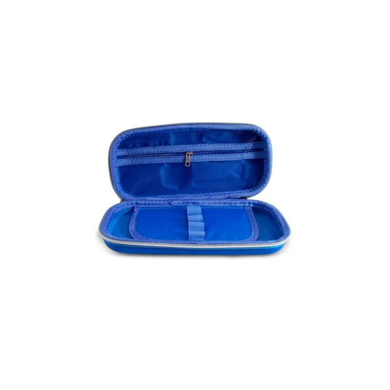 Estuche Escolar estilo Dinosaurio, Lapicera Color Azul, con Compartimentos Internos