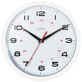 Acctim Aylesbury Kitchen Wall Clock Quartz 12/24 Hour Dial White 25cm