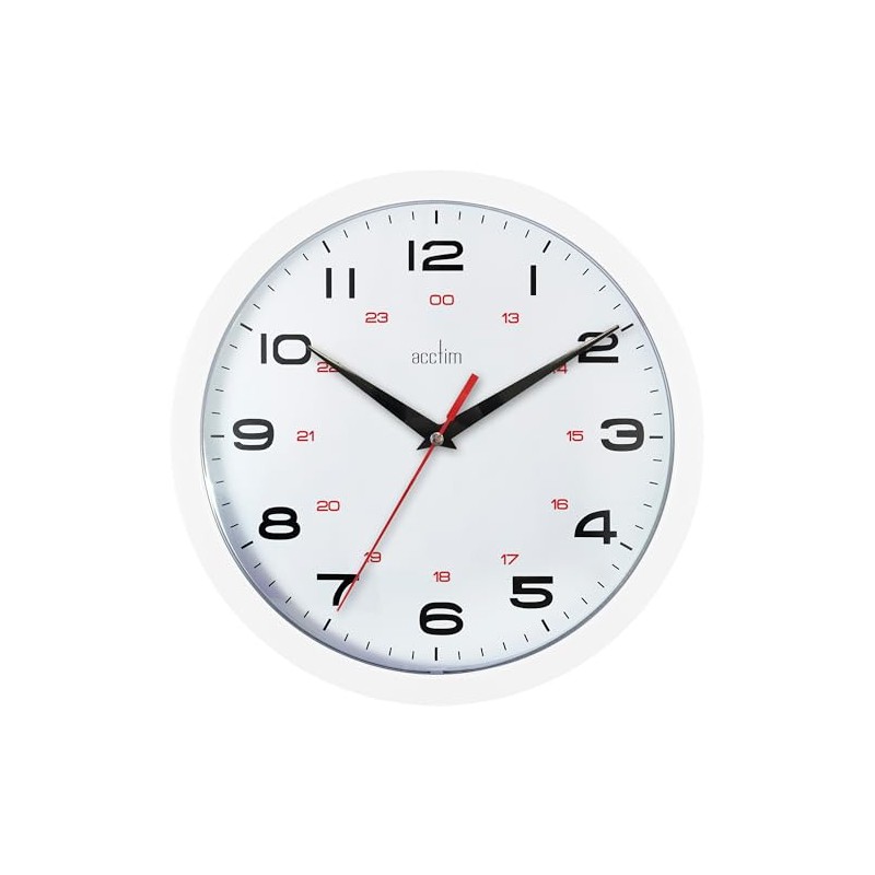 Acctim Aylesbury Kitchen Wall Clock Quartz 12/24 Hour Dial White