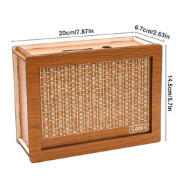 SCBOY Wooden Money Box Reusable Money Box with Savings Target and Money Box with Numbers Helps Children The Habit of Saving (€5000)