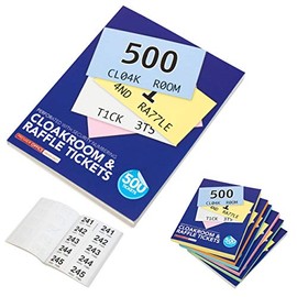 Raffle Cloakroom Tickets Numbered 1-500 Assorted Colours Perforations Easy Tear (Purple)