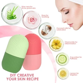 2 Pack Rodillo de hielo facial, Hielo para Masaje Facial Reutilizable para ojos, cuello, rodillo de masaje facial de belleza para eliminar círculos oscuros, rodillo facial retráctil, herramientas para el cuidado de la piel (Green+Pink)