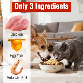3.5 OZ Raw Antarctic Krill Freeze Dried Egg Yolk Chicken Cat & Dog Food Toppers High Protein Food Toppers Skin & Coat Support 100g