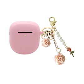 Case for Bose QuietComfort Earbuds II Case Cover 2022, Cute Bose Earbuds 2 Soft Silicone Skin Shockproof Protective Cover for New Bose Earbuds II Case with Carabiner Keychain for Women Girls (Pink)