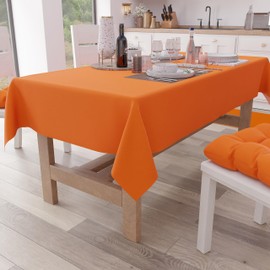 PETTI Artigiani Italiani - Tablecloth, Kitchen Tablecloth, Cotton, Plain, Orange, 6 Seats (140 x 180 cm), 100% Made in Italy